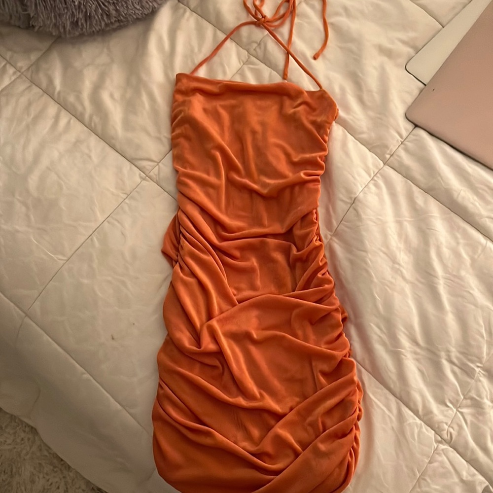 orange mini dress